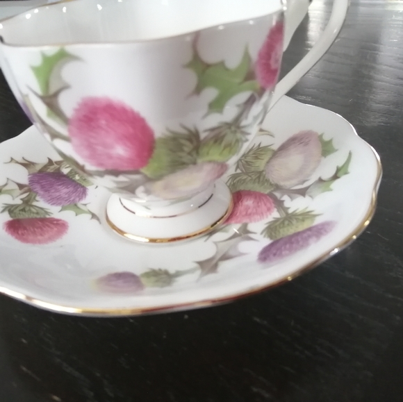 Queen Anne Dundee thistle tea cup and sauser - Picture 2 of 5
